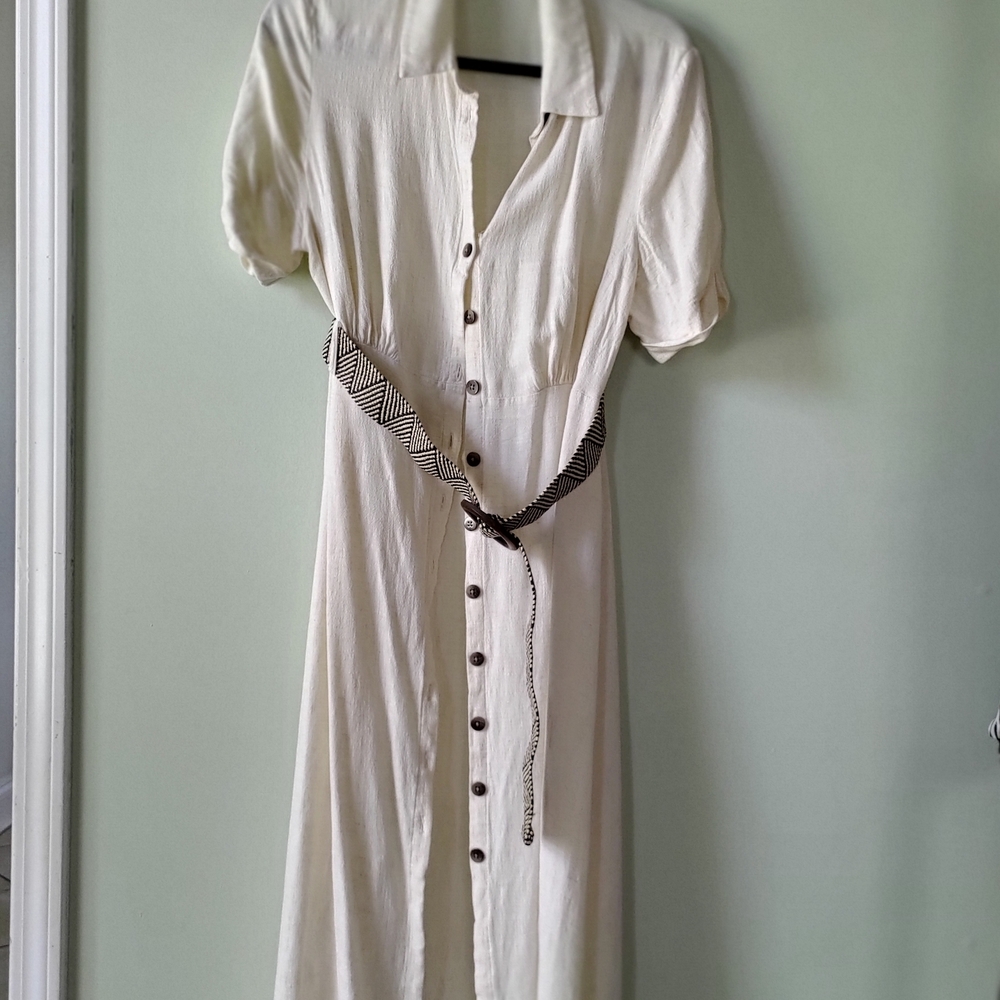 Primark Cream Midi Dress with Belt